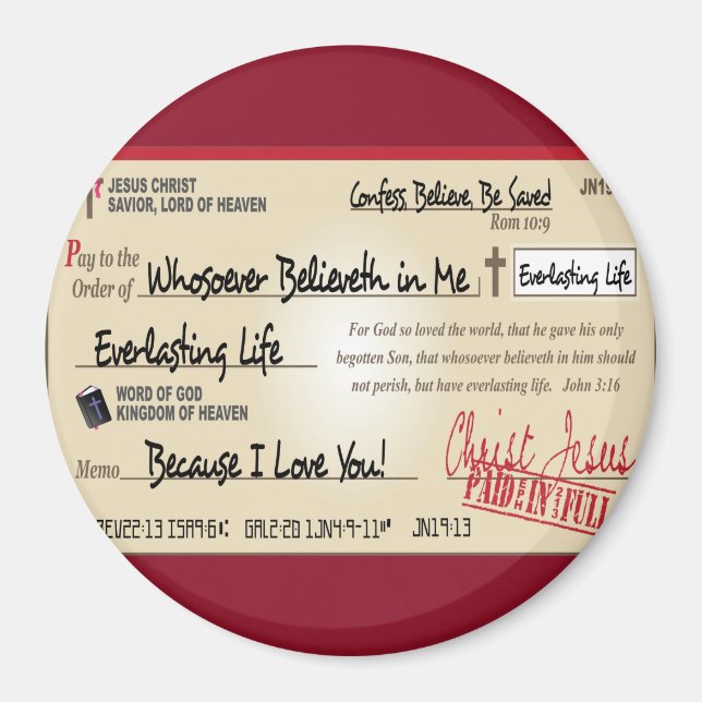 Aimant Payé en entier sauvé par Jésus Check Christian (Devant)