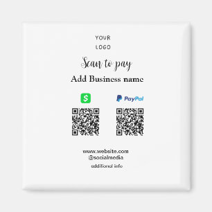Aimant Paypal Cashapp numérisation pour payer QR ajouter 