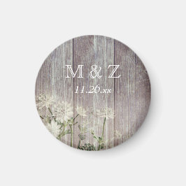 Aimant Pays rustique Mariage en bois blanc Enregistrer la