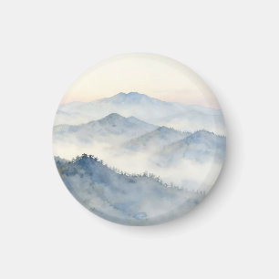 Aimant Paysage aquarelliste de la montagne brumeuse