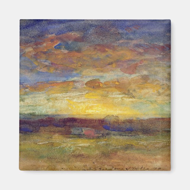Aimant Paysage avec coucher de soleil (Devant)