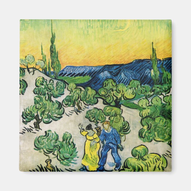 Aimant Paysage avec couple Marche par Vincent van Gogh (Devant)