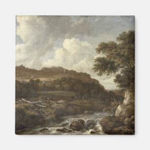 Aimant Paysage boisé montagneux avec un torrent