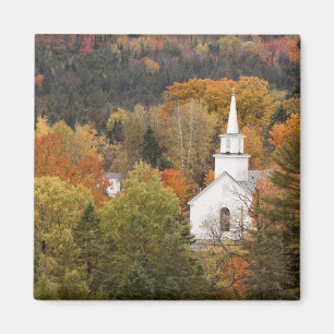 Aimant Paysage d'automne avec église, Vermont, USA