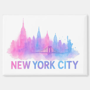 Aimant Paysage de New York à l'aquarelle – Pont Néon
