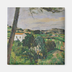 Aimant Paysage de Paul Cezanne   avec le toit rouge ou le