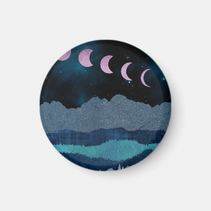 Aimant Paysage de phases de lune rose
