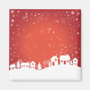 Aimant Paysage d'hiver Maisons Arrière - plan Carte posta