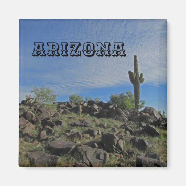 Aimant Paysage du désert de l'Arizona Photo Saguaro Cactu (Devant)