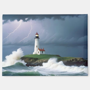 Aimant Paysage du phare Côte Océan Vagues Nuit Mer