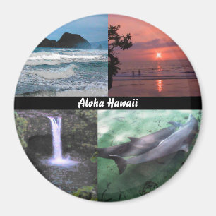 Aimant Paysage hawaïen Quatre Photo Aloha Hawaii