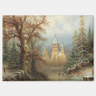 Aimant Paysage hivernal romantique avec patineurs