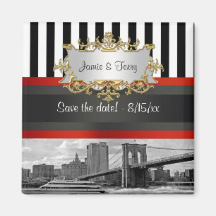 Aimant Paysage urbain de NYC Pont de Brooklyn, Bateau Enr