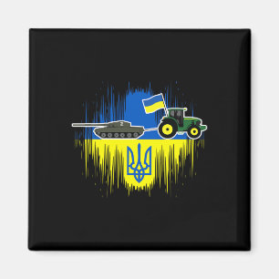 Aimant Paysan ukrainien vole un char Drapeau ukrainien Tr