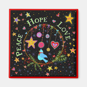 Aimant Peace Hope Love Christmas Holiday