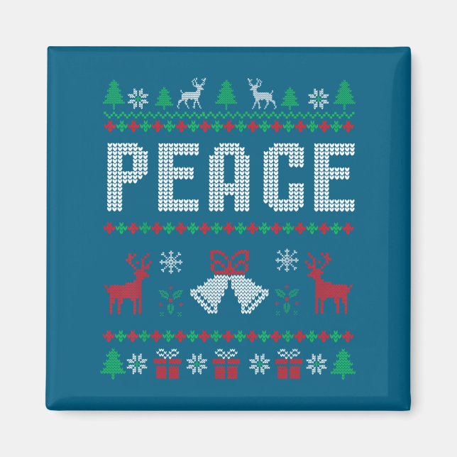 Aimant Peace I Come In Peace Couple Matching Ugly Christm (Devant)