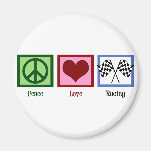 Aimant Peace Love Auto Racing (Devant)