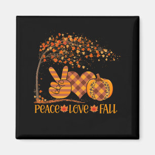 Aimant Peace Love Automne Citrouille Autum Happy Fall