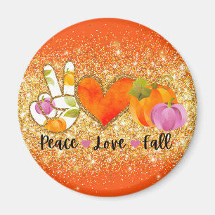 Aimant Peace Love Automne Texte et couleur personnalisés