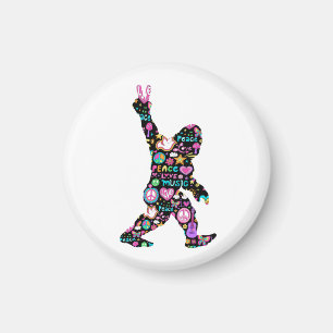 Aimant Peace Love Bigfoot Hippie Funny Bigfoot Lover