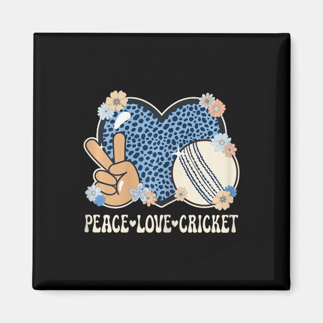 Aimant Peace Love Cricket Lover Outfit Cheetah Print Wome (Devant)
