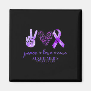 Aimant Peace Love Cure Ribbon Leopard Alzheimer Cerveau A