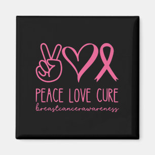 Aimant Peace Love Cure rose Ruban Guerrier Cancer du sein