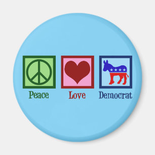 Aimant Peace Love Democrat Donkey Cute Blue