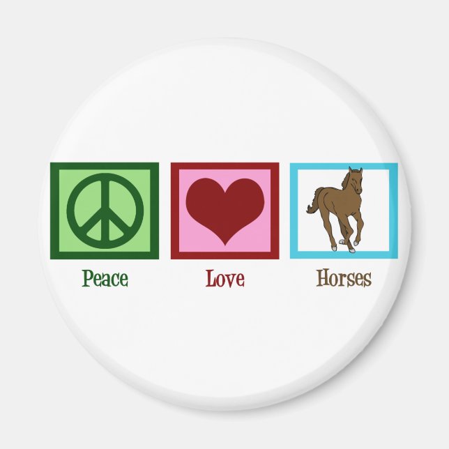 Aimant Peace Love Horses (Devant)