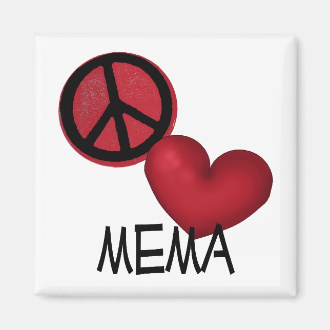 Aimant Peace Love Mema (Devant)