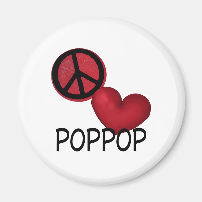 Aimant Peace Love PopPop (Devant)