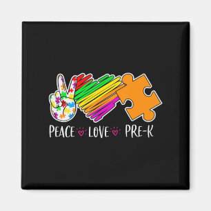 Aimant Peace Love Pre-K Autism Aware - 100 days smart