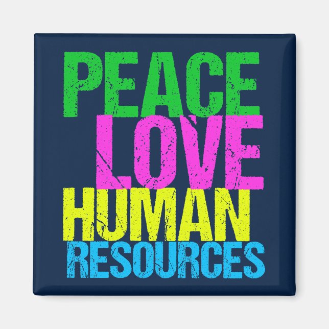 Aimant Peace Love Ressources humaines Cute Blue HR Depart (Devant)