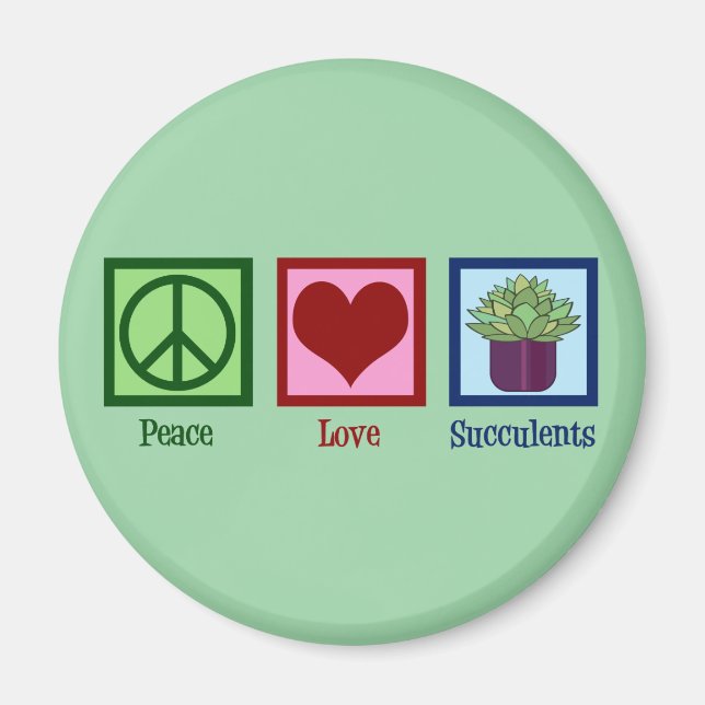 Aimant Peace Love Succulents (Devant)