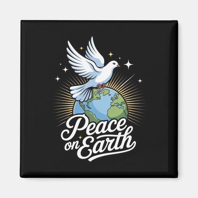Aimant Peace On Earth Dove And Globe Faith Christmas  (Devant)