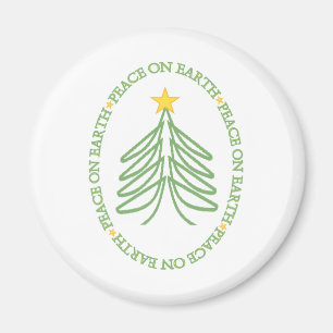 Aimant Peace On Earth Modern Holiday Tree et citation