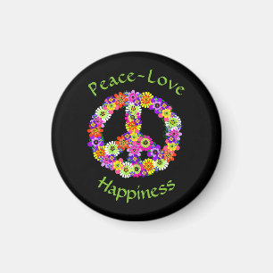 Aimant Peace Sign Floral Peace Love Happiness