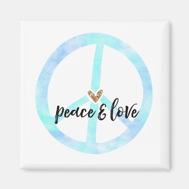 Aimant Peace Sign Gold Parties scintillant Heart (Devant)