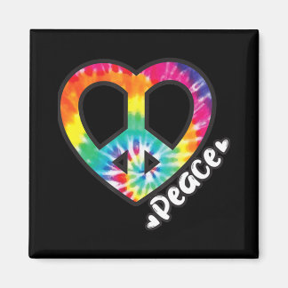 Aimant Peace Tie Dye Coeur Vintage Hippie Retro Super