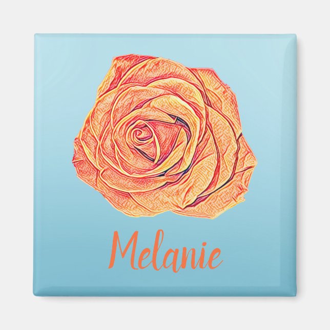 Aimant Peachy Tangerine Rose (Devant)