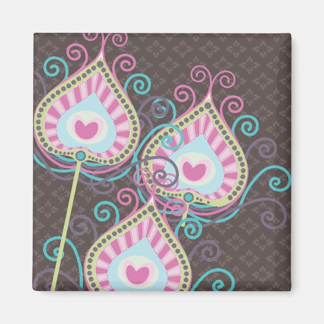 Aimant Peacock Fancy Feathes Damask (Devant)