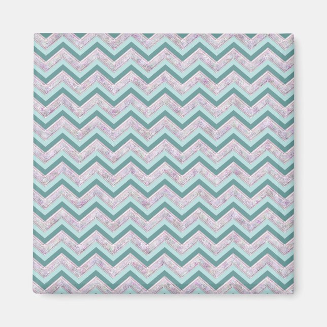 Aimant Pearl Floral Turquoise ZigZag Motif (Devant)