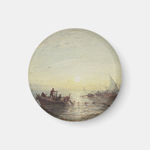 Aimant Pêche à Sunrise au large de la côte près de Marsei