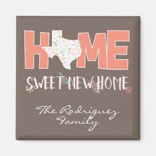 Aimant Pêche & Brown Home, Sweet New Home - Texas