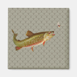 Aimant Pêche vintage à la truite arc-en-ciel