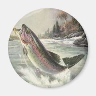 Aimant Pêcheur vintage de truite arc-en-ciel Pêche du poi