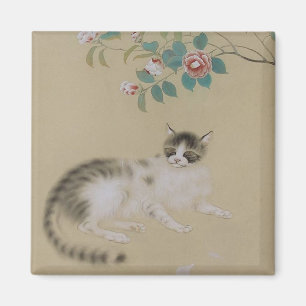 Aimant peint en chat japonais vintage