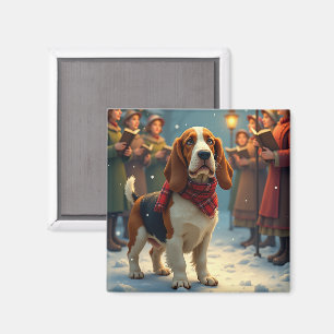 Aimant Peintres Chanteurs de Noël de Basset Hound