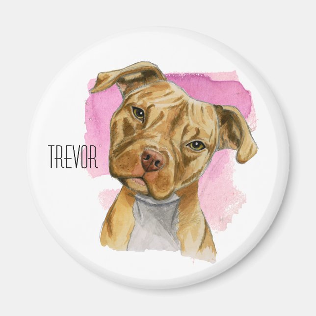 Aimant Peinture à l'aquarelle pour chien de tête Tilt Tit (Devant)