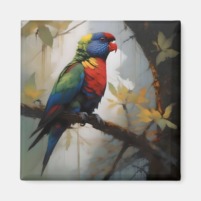 Aimant Peinture à l'huile Rainbow Lorikeet (Devant)